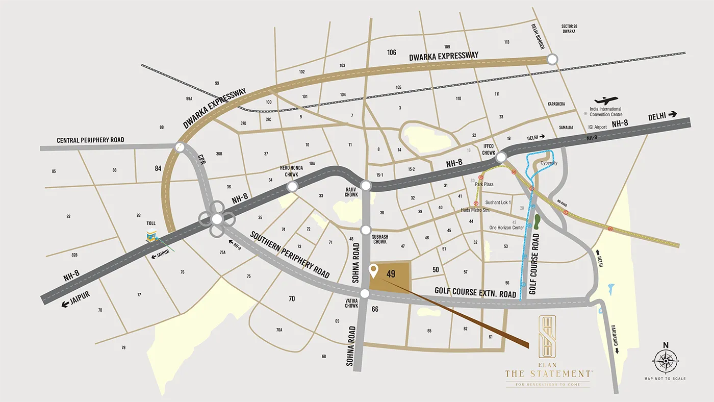 Elan Sector 49 Sohna Road Location Map